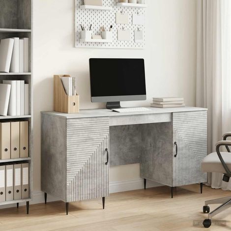 vidaXL Scrivania con lo scaffale Grigio Cemento 142,5 x 50 x 75 cm (1/5)
