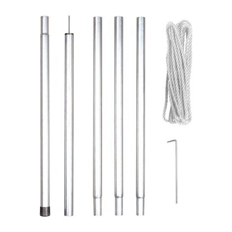 Velleman – Mât pour voile solaire 2.5 m – Fixation métal avec corde 4m – Système à clips pratique – Pour conditions climatiques favorables