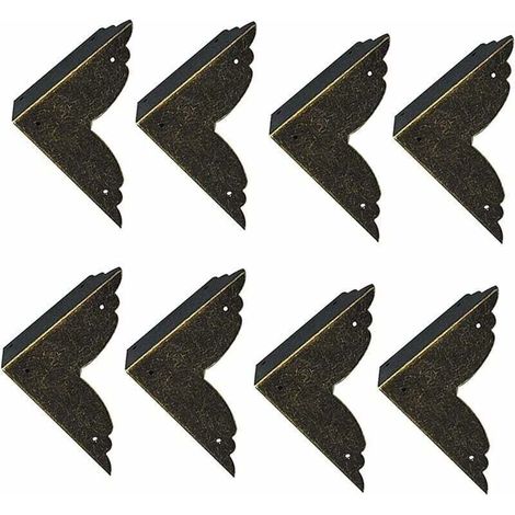 Protector de esquinas decorativo vintage de 8 piezas, XU, protectores de esquinas de metal para muebles, XU, protector de muebles de bronce y joyero de 70 x 70 x 20 mm, V KZQ - KZQ