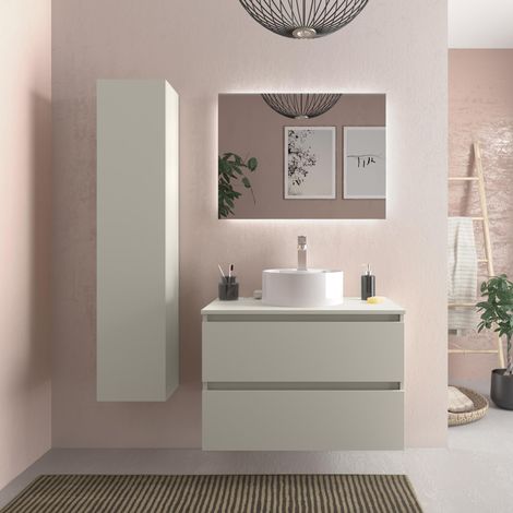 Mueble de Baño BEQUIA 80cm Gris mate 2 cajones (Sin Lavabo) (1/5)