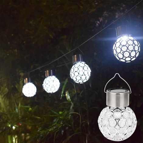 Suspension LED extérieure étanche à énergie solaire avec contrôle de la lumière et design ajouré, idéale pour les pelouses, les jardins et les cours. (1/5)