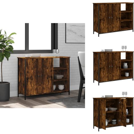 Sideboard Räuchereiche 100x33x75 cm Holzwerkstoff - Schreibtisch - Wohnzimmermöbel - Sideboard - Regal - Holzmöbel (1/5)