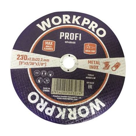 Disco de corte WorkPro wp406400 inox 230 mm pack 10