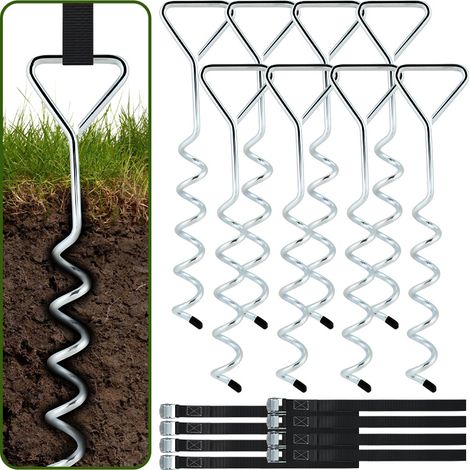 TolleTour Ancoraggi a spirale per trampolino Cinghie di serraggio Kit di ancoraggio di resistenza Fissaggi in acciaio inox per trampolino Safety,set da 8