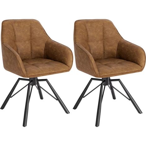 Lot de 2 fauteuils pivotants pour salle à manger, avec accoudoirs et dossier, assise rembourrée confortable, idéal pour salon et maison, 58,5 x 54,5 x 82,5 cm, marron (1/5)