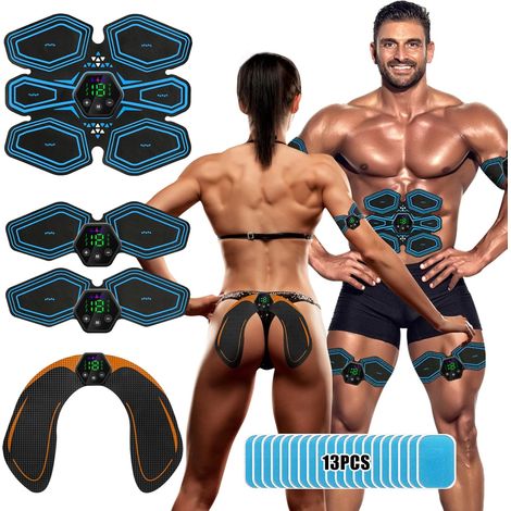 EMS-Muskelstimulator, Bauchmuskeltrainingsgerät, 6 Modi und 19 Intensitätsstufen, USB-aufladbar - AquaForge (1/5)