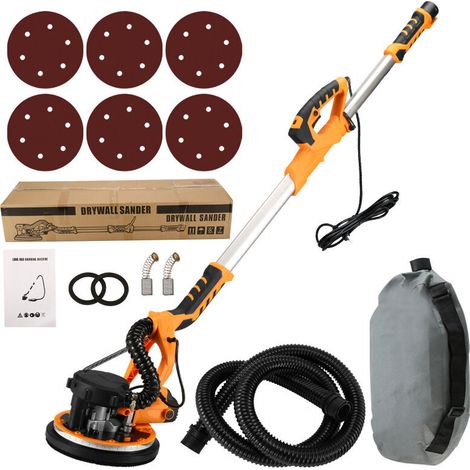 Rosvola Ponceuse Girafe avec Système d'aspiration Automatique (1390w), 6 vitesses,900-2800r/min, Ponceuse Murale Électrique Pliable, avec lumière LED, Poignée Pliable et Sac d'aspiration (1/5)