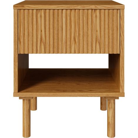 Table de chevet en bois d'hévéa massif 1 tiroir - INÈS (1/5)