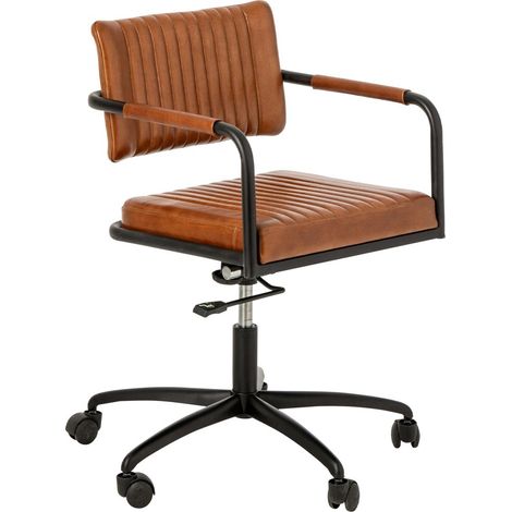 Chaise de Bureau en Cuir "Austin" 82cm Camel (1/3)