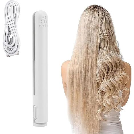 Fer à boucler mini deux en un pour voyage USB portable blanc pour cheveux accessoire de coiffure nomade pratique (1/5)