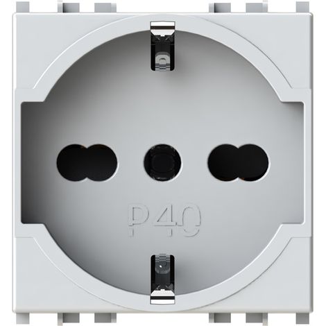 Modulo presa schuko, serie P, bianco, 16A, compatibile con serie Vimar Plana - 4Box P40 4B.V14.P40 (1/2)