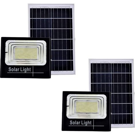 2x Faro Solare 200W LED Esterno Pannello Solare Coppia Luce Fredda Giardino