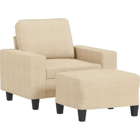 Maison Exclusive - Sessel mit Hocker Creme 60 cm Stoff