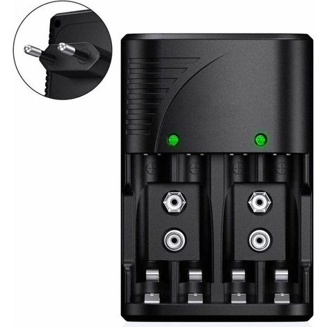 Caricabatterie universale SR per batterie AA/AAA/9V, caricabatterie rapido 6802 per batterie ricaricabili AA/AAA Ni-MH o 9V con indicatore LED, tensione mondiale 100-240V, Superma (1/4)