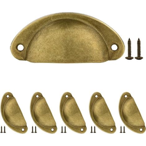 royaluxe - Poignée de Coquille, 10 Pcs Bouton de Porte de Demi-Cercle en Fer Vintage, Rétro Poignées de Porte en Fer, Pièces Retro Poignée de Meuble, pour Meuble Tiroir Armoire Cuisine Placard (1/5)
