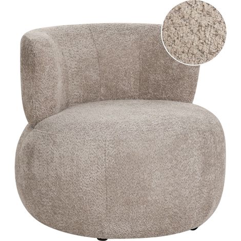 Cosy Armchair Taupe Polyester Chenille Upholstery Modern Comfy Seat Armless Curved Backrest Scandinavian VOLDA (1/5)