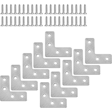 Plaque de fixation pour meubles, plaque de réparation, connecteur en L en acier inoxydable avec vis, 40 x 40 mm (1/5)