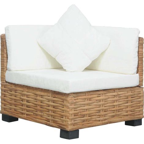 Canapé d'angle en rotin naturel avec coussins pour salon intérieur marron 67 x 67 cm - PANGIVO (1/5)