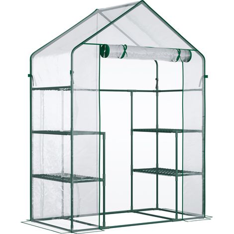 Filiyano-Serre à tomates Film Greenhouse Walk-In avec 6 étagères, 142 x 73 x 195 cm, transparente (1/4)