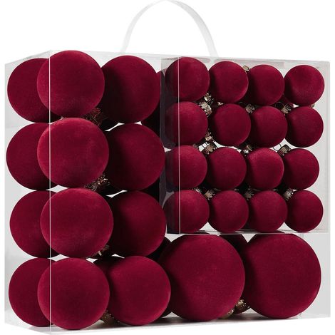 Boules De Noël En Velours - 46 Pièces - Ornement Pour Arbre De Noël - Décoration Festive Intérieure - Lot Complet (1/5)