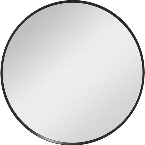 Miroir rond mural 61 cm avec cadre en aluminium noir pour salle de bain et salon (1/5)