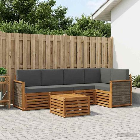 vidaXL Ecksofa Set mit Kissen 5 pcs Natur und Anthrazit (1/5)