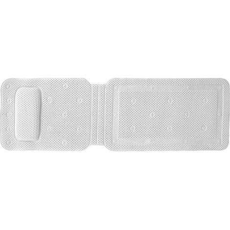 Tapis antidérapant de bain - Tapis de bain avec appui-tête et 30 ventouses - PVC - Doux et confortable - Adapté à la salle de bain - 127cm x 36cm - Wit (1/5)