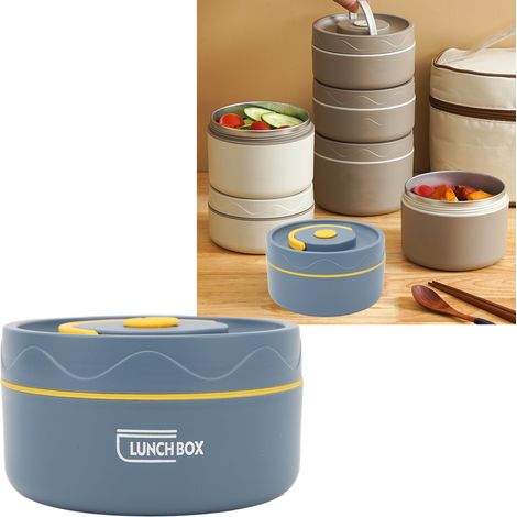 Isolierte Lunchbox (420 ml), Edelstahl 304, doppelwandig, rund mit Deckel, auslaufsicher und isoliert – Dunkelblau (1/5)