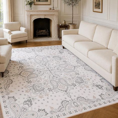 Tapis de salon, lavable, vintage, à poils courts, 6 mm, 200 x 300 cm (1/5)