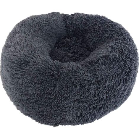 Cesta Redonda para Perros y Gatos Felpa Suave y Cómoda para Dormir en Invierno, Gris Oscuro, 50 cm (1/5)