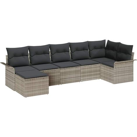 Maison Exclusive - Set Divano da Giardino 7 pcs Grigio chiaro Poly Rattan
