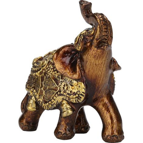 Ornement en résine en forme d'éléphant, imitation bois, style européen, décoration pour meuble TV, doré (1/5)