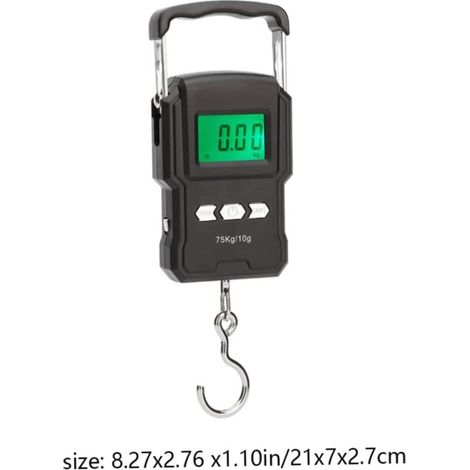 Bilancia elettronica da pesca da 75 kg, bilancia per bagagli ricaricabile con schermo LCD e metro a nastro. (1/5)