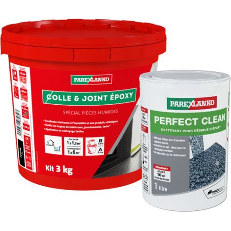 PAREXLANKO Pack - Pegamento y sellador epoxi negro - 3 kg - Limpiador de residuos epoxi Perfect Clean - 1L (1/5)