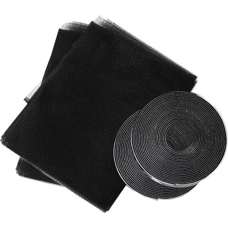 2-Piece Window Mosquito Net, Anti-Mosquito Window Screen, Insect Screen Net, Fly Insect Mosquito Protection Mesh Screen Net, 150cm x 200cm, with 2 Self-Adhesive Strips (Black) - Fei Yu (1/5)