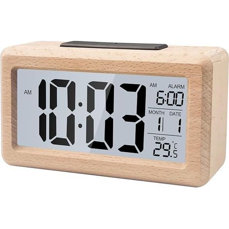 Intelligenter LCD-Wecker, Nachttischwecker, Wecker mit Nickerchenfunktion, Datums- und Temperaturanzeige. (1/5)