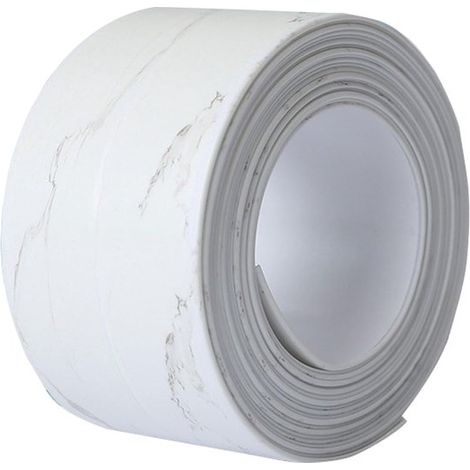 Bande d'étanchéité - Tape - 38 mm x 3,2 m - Bande pour lavabo - Bande pour salle de bain - Bain et lavabo - Étanche - Bande imperméable - Tape adhésive - Motif marbre - PVC - Wit (1/5)
