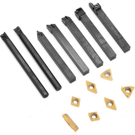 Lot de 7 porte-outil de tournage pour tour 10mm queue avec plaquettes carbure (1/5)