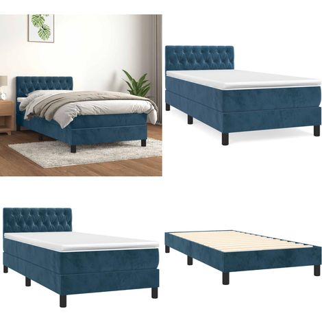 Boxspringbett mit Matratze Dunkelblau 90x200 cm Samt - Boxspringbett - Samtbett - Doppelbett - Schlafraum - Schlafzimmer - Home & Living (1/5)