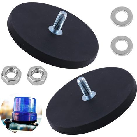2 Stück leistungsstarke Gummimagnete, Ø 66 mm, mit M6-Innengewinde. Starke, langlebige Gummimagnete mit 30 kg Haltekraft für den Außeneinsatz, z. B. für Kameras.