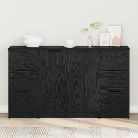 Buffet 3 pcs-Meuble de rangement Chêne noir 121 x 30 x 70 cm Bois d'ingénierie 477008 (1/5)