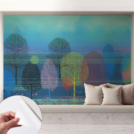 Carta da parati autoadesiva - fotomurale - decorazione parete - stile elegante - decorazione casa - Armonia colorata 208x146 cm (1/5)