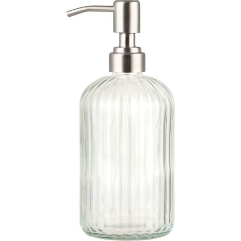 Distributeur de savon en verre 414 ml avec pompe en acier inoxydable antirouille pour salle de bain, cuisine, décoration - idéal pour les lotions et savons liquides. Motif d'écoulement (1/5)