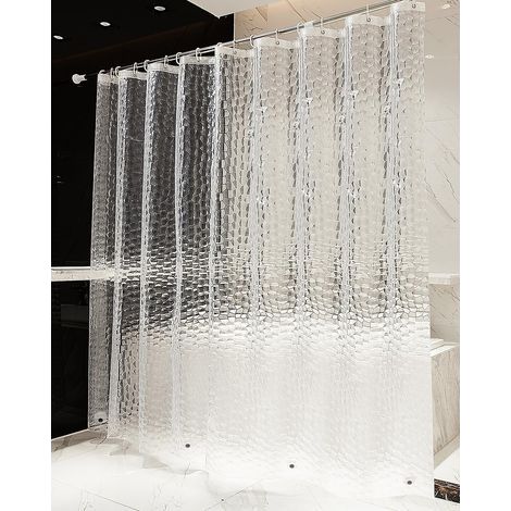 OTraki Anti-Schimmel-Duschvorhang, halbtransparent, 240 x 200 cm, ultralang, 3D-gewichteter, waschbarer Duschvorhang mit 16 Duschvorhangringen (1/5)