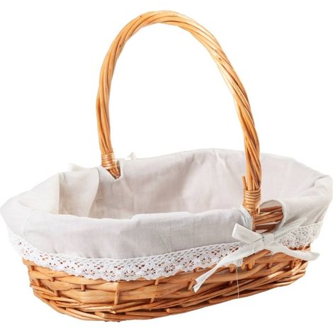 Cesta de mimbre natural marrón forrada 38x25x28 (1/4)