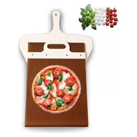 Pala Pelle à pizza coulissante – La pelle à pizza qui transfère parfaitement la pizza – Pelle à pizza avec poignée pour four intérieur et extérieur (1/4)