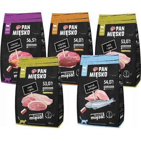 PAN MĘSKO CIBO SECCO PER GATTI, CONFEZIONE DI PROVA CONTORNO DI GUSTI, 5 x 400 g