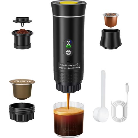 Cafetera espresso portátil, 3 funciones en 1, color negro. (1/2)