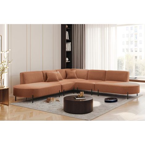Ecksofa Designersofa VALENCIA Stoff Quelle Ziegelbraun Universal (1/2)