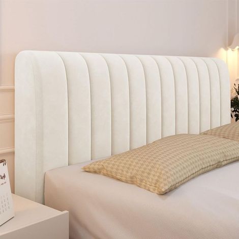 Housse Tête de Lit Extensible Nordique Couleur Unie Protection pour Lits Simples, Doubles et King Size (200cm, Beige)